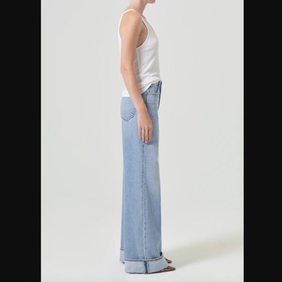 AGOLDE Dame High Rise Wide Leg Cuffed Jeans in Showdown | Size 24 - Picture 3 of 7